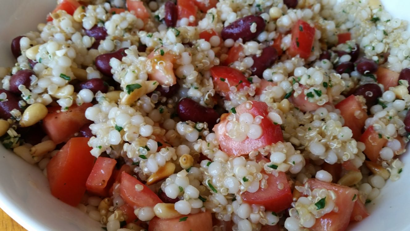 Pearl Couscous, Quinoa and Bean Salad